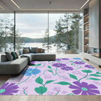 Lavender Purple Blue Floral Whimsy Rug