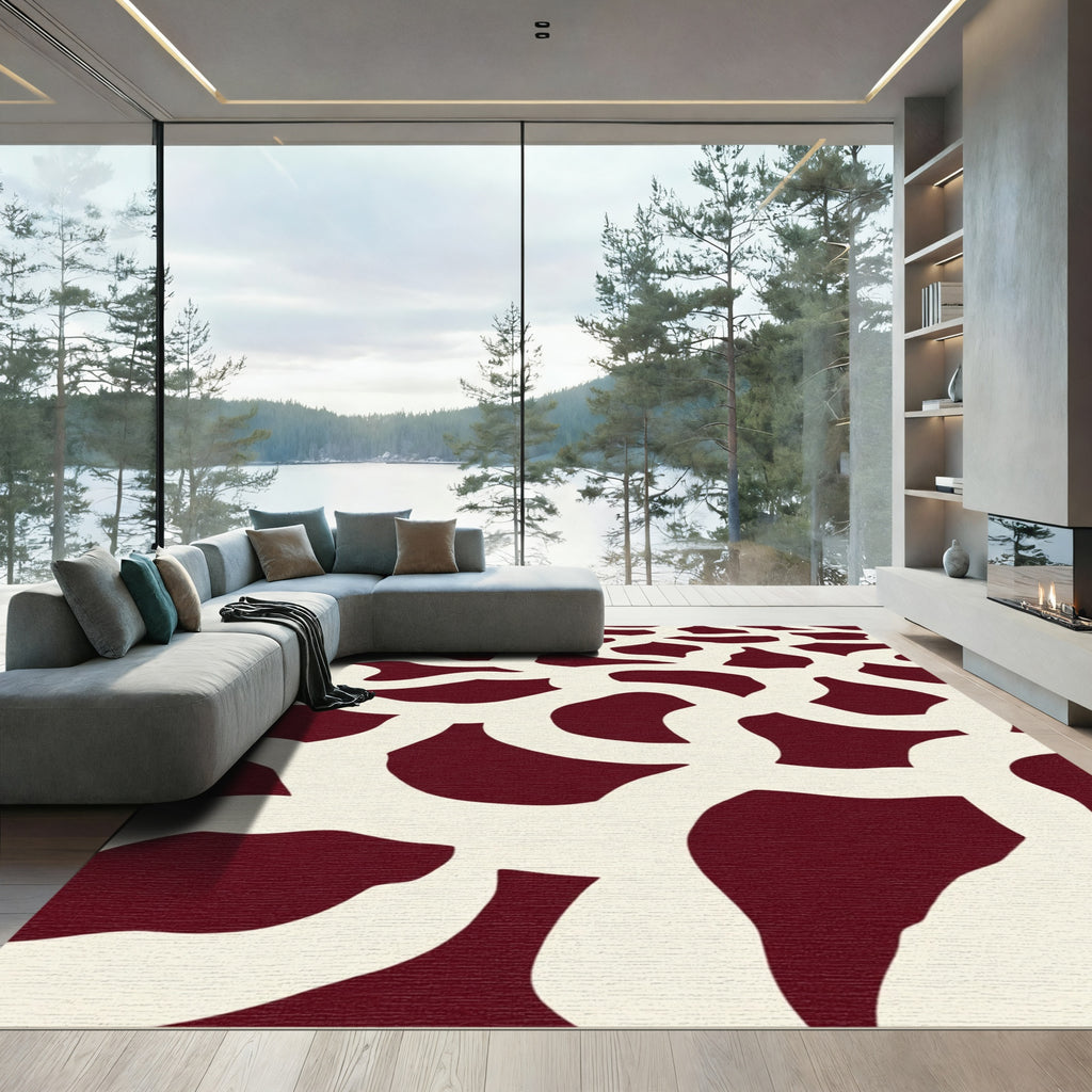Crimson Cream Organic Interlocking Loops Rug