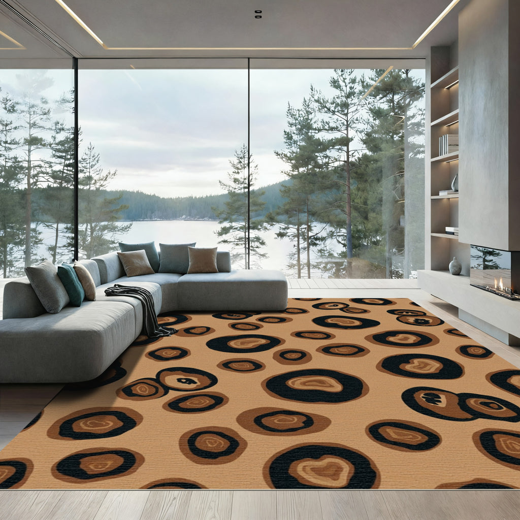 Brown Black Agate Round Overlay Rug