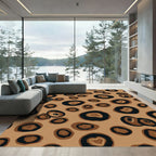 Brown Black Agate Round Overlay Rug