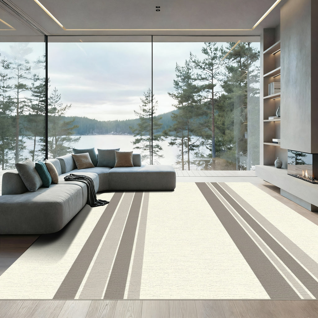 Neutral Toned Vertical Stripe Rug