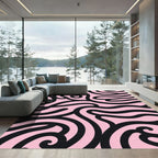 Pink Black Swirl Abstract Rug