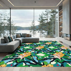Bold Emerald Abstract Organic Swirl Rug