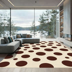 Chocolate Cream Polka Dot Round Rug