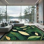 Emerald Forest Swirl Leaf Rug