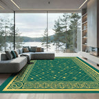 Emerald Golden Interlocking Geometric Rug