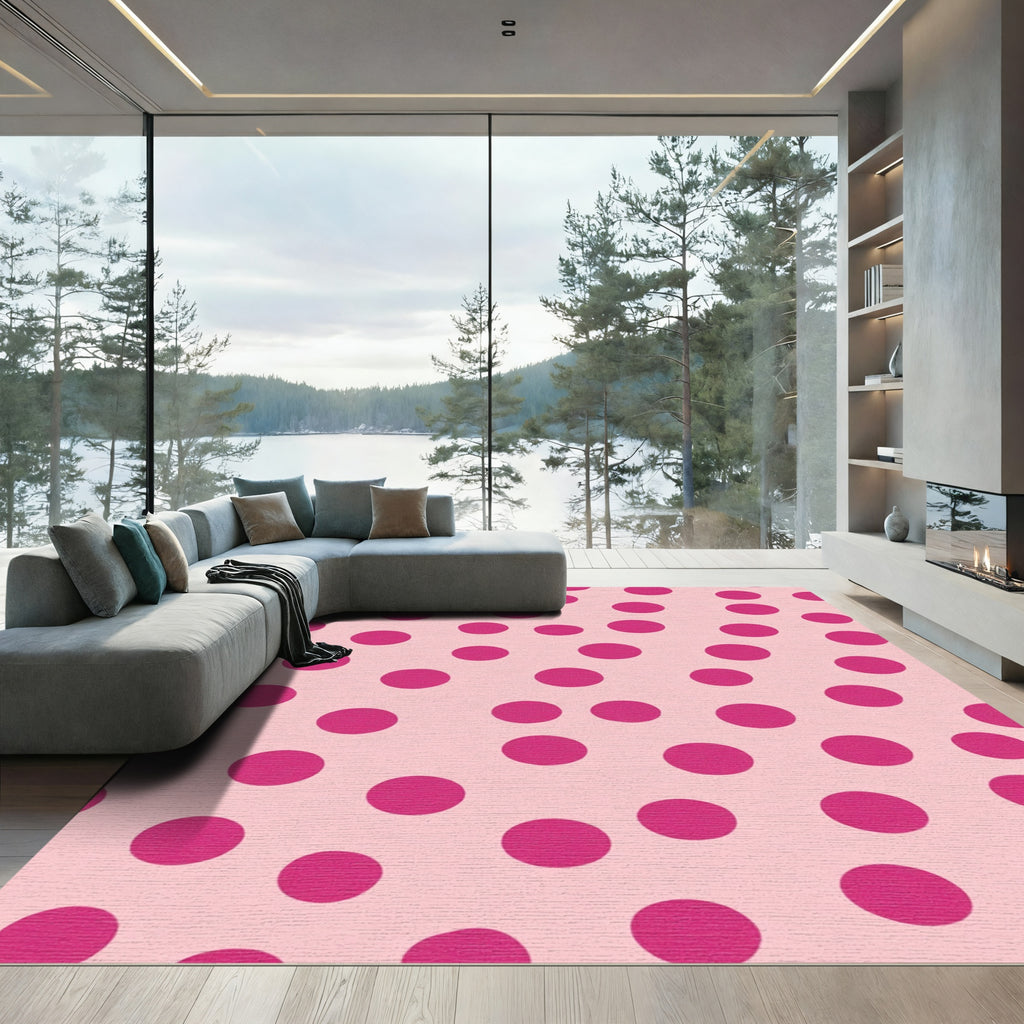Pink Polka Dot Background Rug