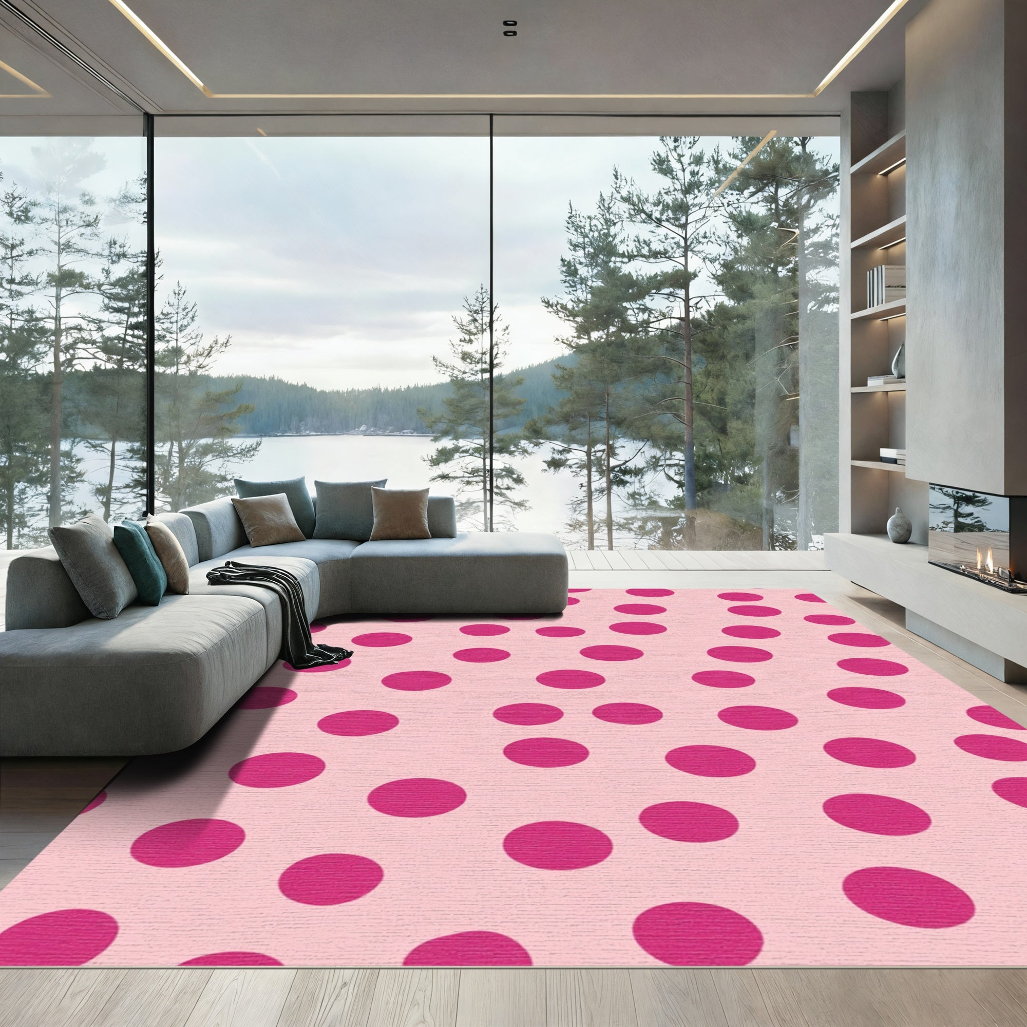 Pink Polka Dot Background Rug