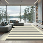 Minimalist Gray Cream Striped Rug