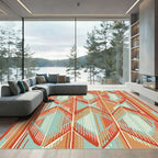 Terra Cotta Teal Diamond Stripe Rug