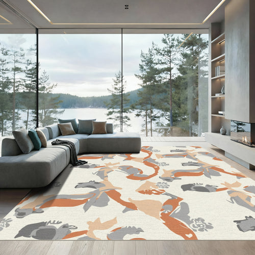 Abstract Earth Tones Camouflage Rug