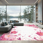 Pink Cherry Blossom Butterfly Garden Rug
