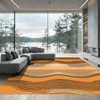 Dynamic Orange Striped Wave Rug