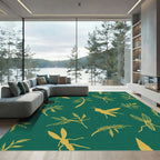 Golden Insects Foliage Teal Rug