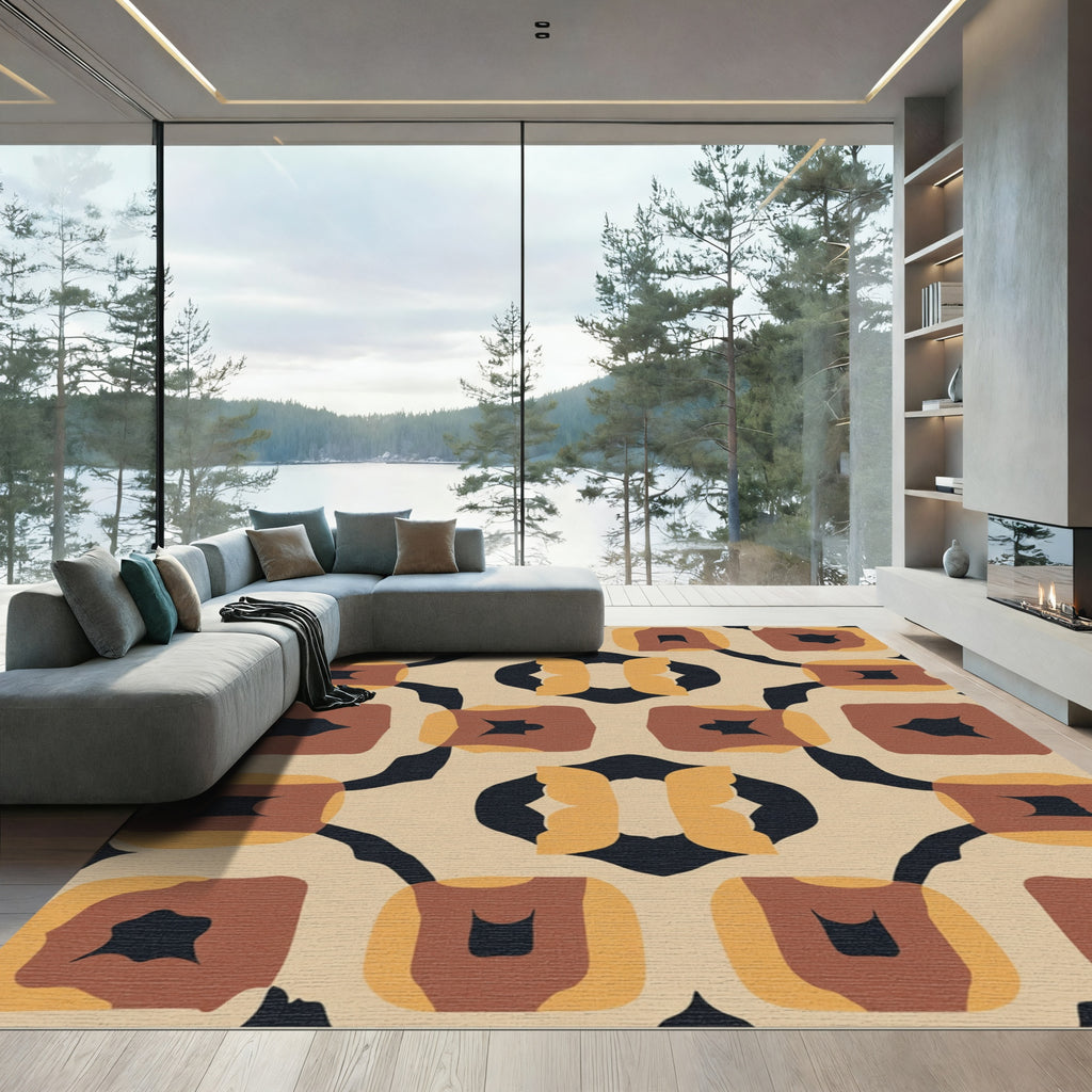 Earthy Geometric Abstract Shapes Rug