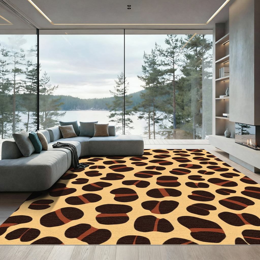 Brown Leopard Spots Ochre Background Rug