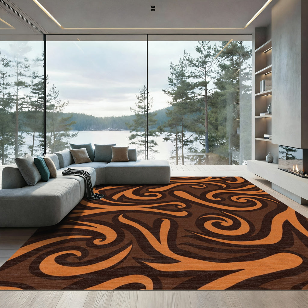 Dark Chocolate Swirl Ribbon Design Rug
