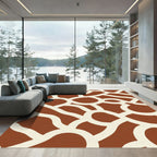 Terracotta White Interlocking Organic Shapes Rug