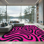 Hot Pink Abstract Maze Lines Rug