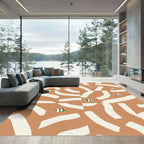 Terracotta White Abstract Stripe Pebble Rug