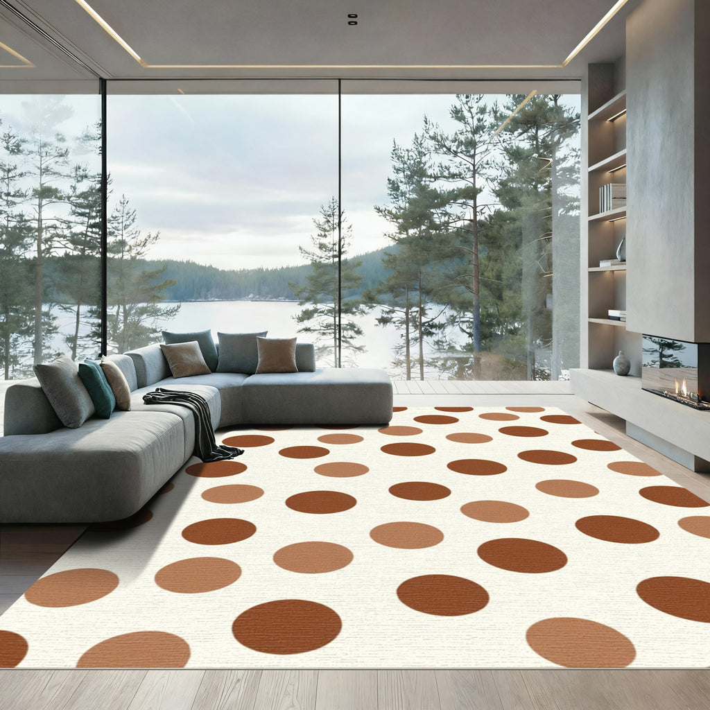 Earthy Brown Polka Dot Circles Rug