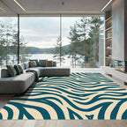 Teal Abstract Zebra Stripes Rug