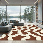 Cream Swirls Over Warm Brown Rug