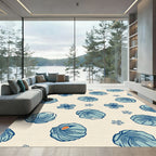 Ocean Blue Floral Whimsical Garden Rug