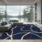 Crimson and Cream Intertwined Lines Rug