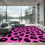 Vibrant Pink Black Spots Rug