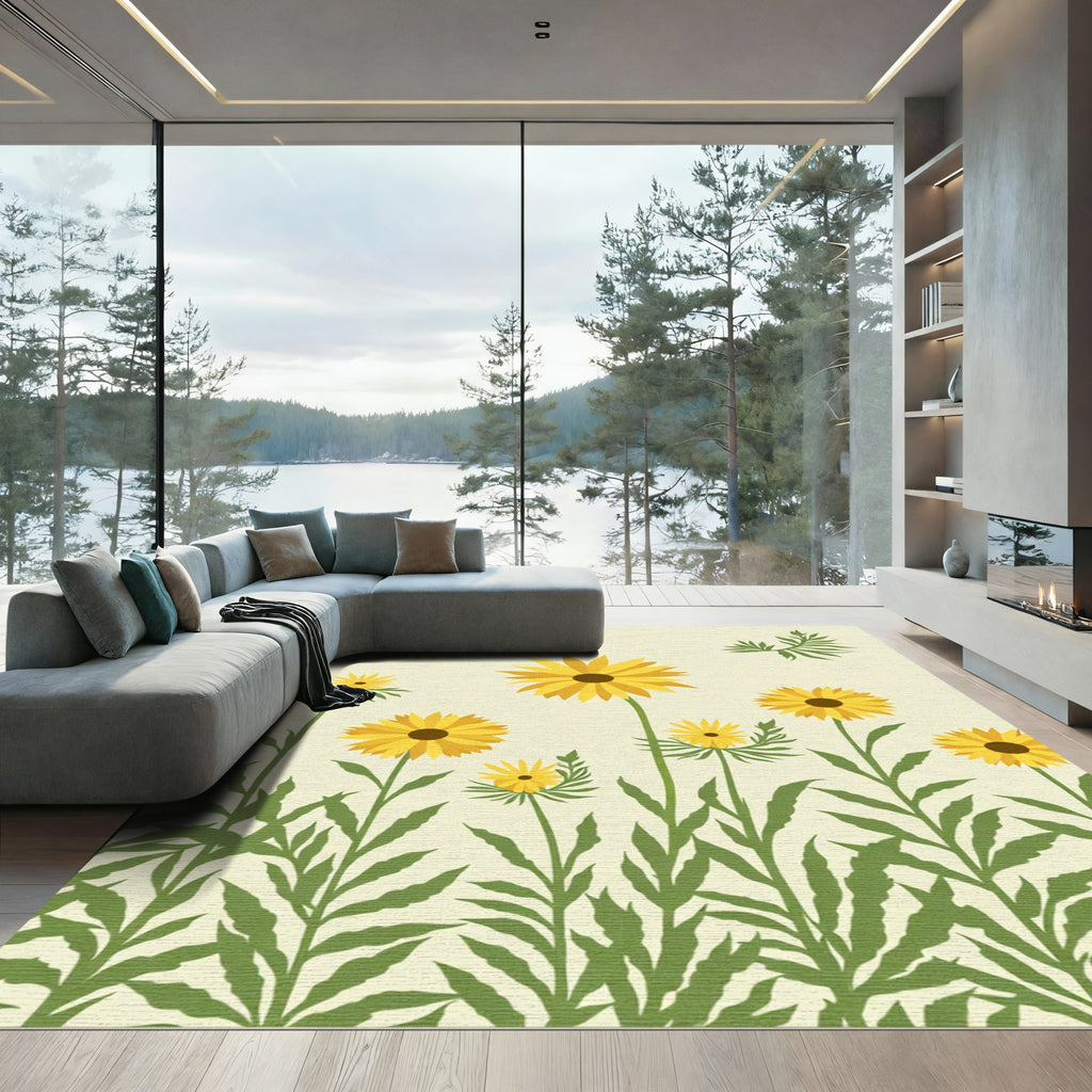 Yellow Daisy Field Garden Rug
