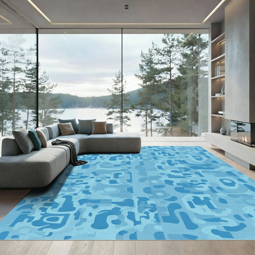Abstract Blue Organic Cloud Rug