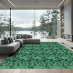Deep Green Abstract Foliage Vines Rug