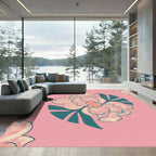 Blush Coral Petal Garden Arrangement Rug