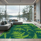 Green Fern Frond Tropical Lush Rug
