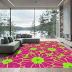 Vibrant Pink Lime Daisy Garden Rug