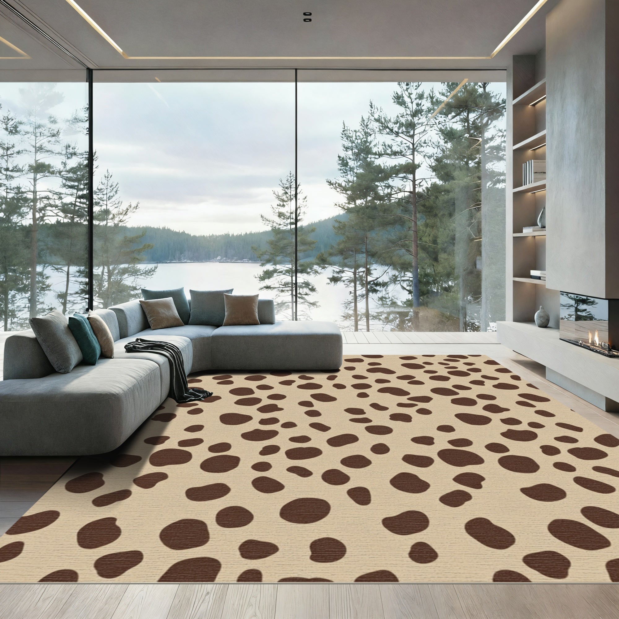 Tan Brown Spotty Organic Rug