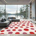 Crimson Rose Scattered Circles Rug