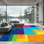 Vibrant Geometric Color Block Rectangles Rug