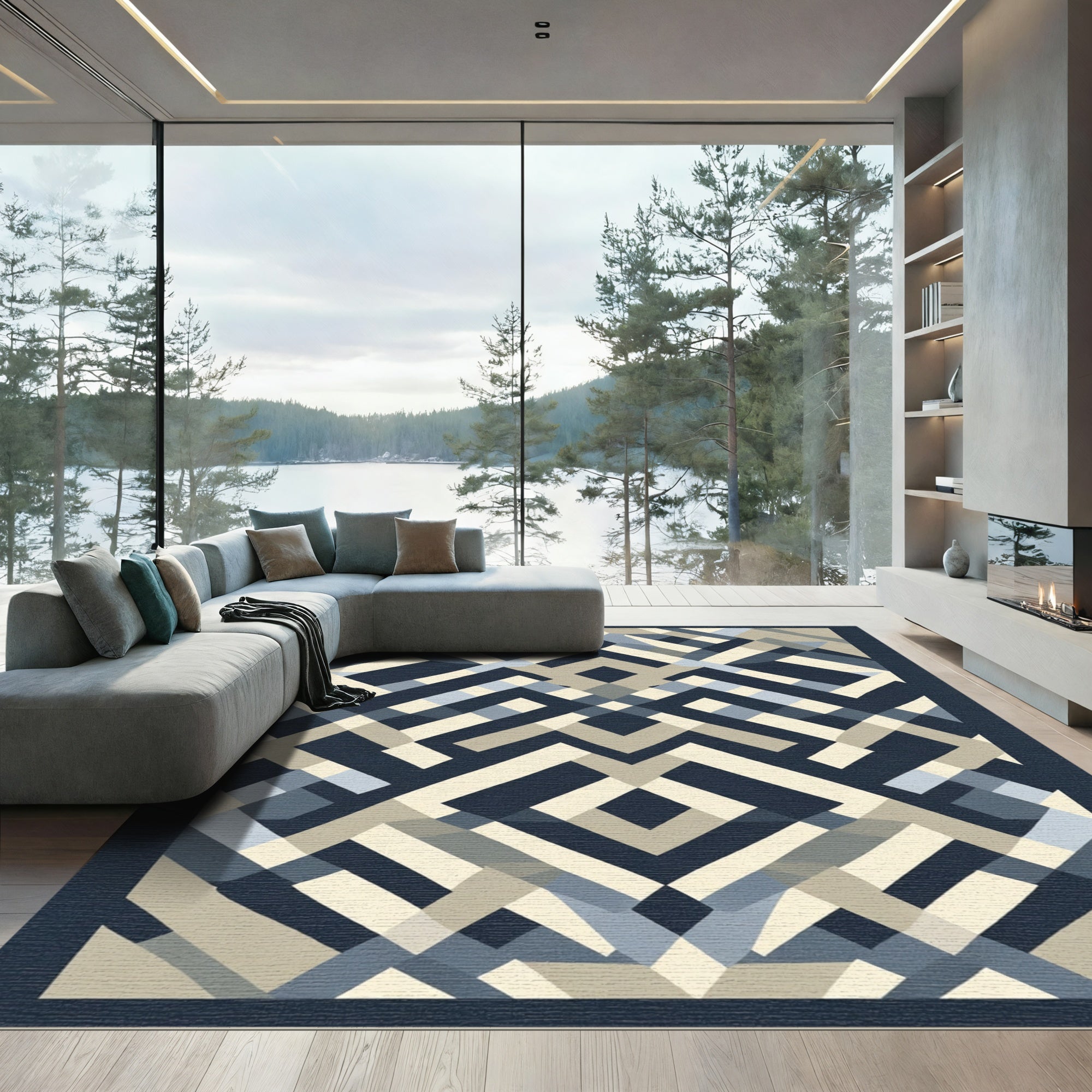 Navajo Inspired Geometric Lattice Rug