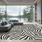 Cream and Black Abstract Zebra Stripes Rug