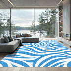 Bold Blue Abstract Swirl Rug
