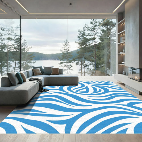 Bold Blue Abstract Swirl Rug