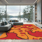 Bold Orange and Red Abstract Forms Rug