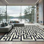 Modern Ivory Maze Geometric Rug