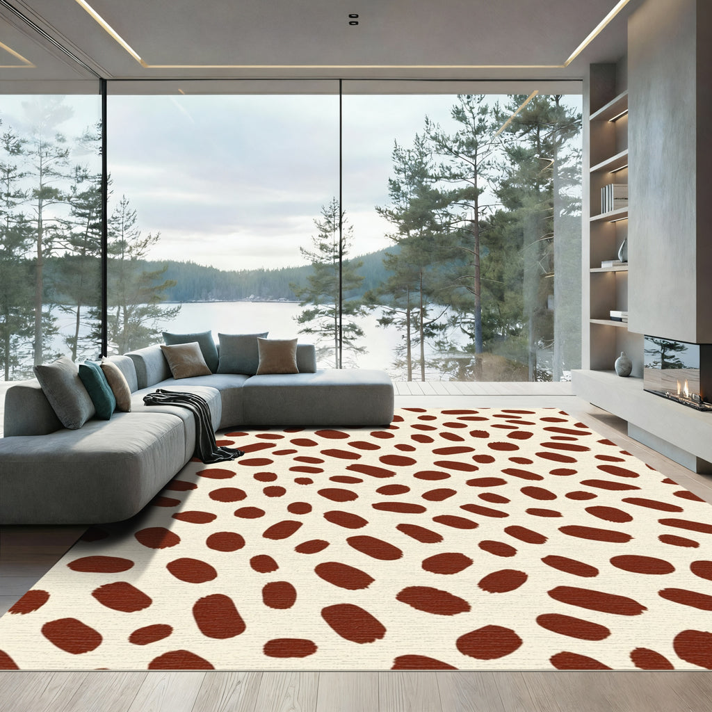 Brown Brushstroke Spot Arrangement Rug