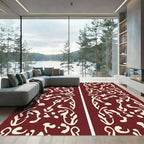 Crimson Cream Abstract Organic Flow Rug