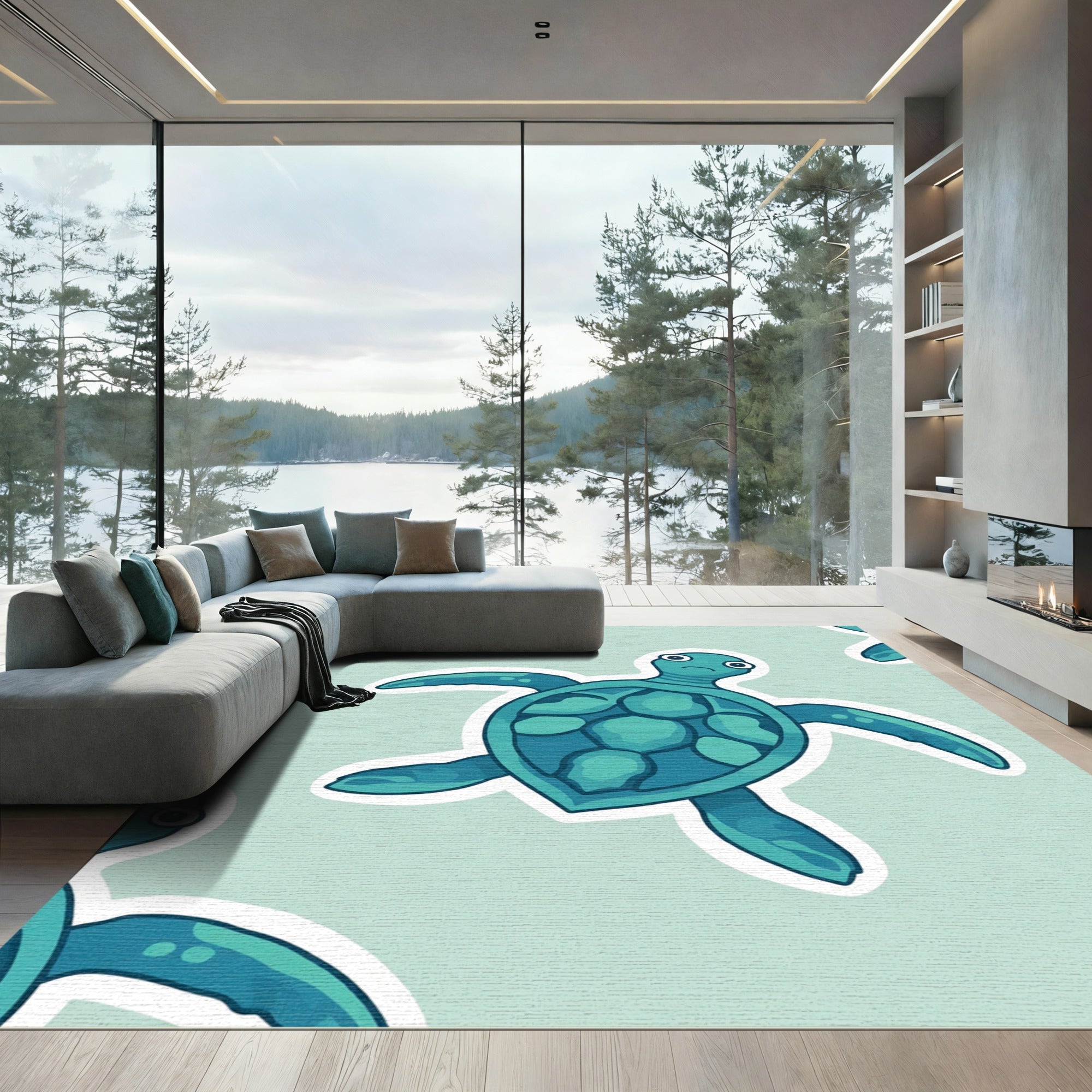 Aqua Blue Turtle Repeat Rug