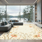 Earthy Blossom Branch Dot Border Rug
