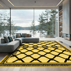 Bold Yellow Black Diamond Border Rug